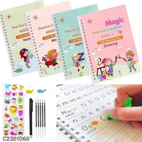 Sank Magic Practice Copybook 4 for Kids - The Print Handwiriting Workbook-Reusable Writing Practice Book (Multi Magic Practice Book) Pack of 2